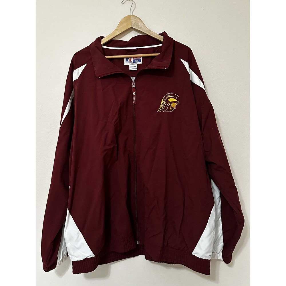 Vintage Team USC Trojans 1/4 Zip Pullover Windbreaker Jacket Mens 4XL